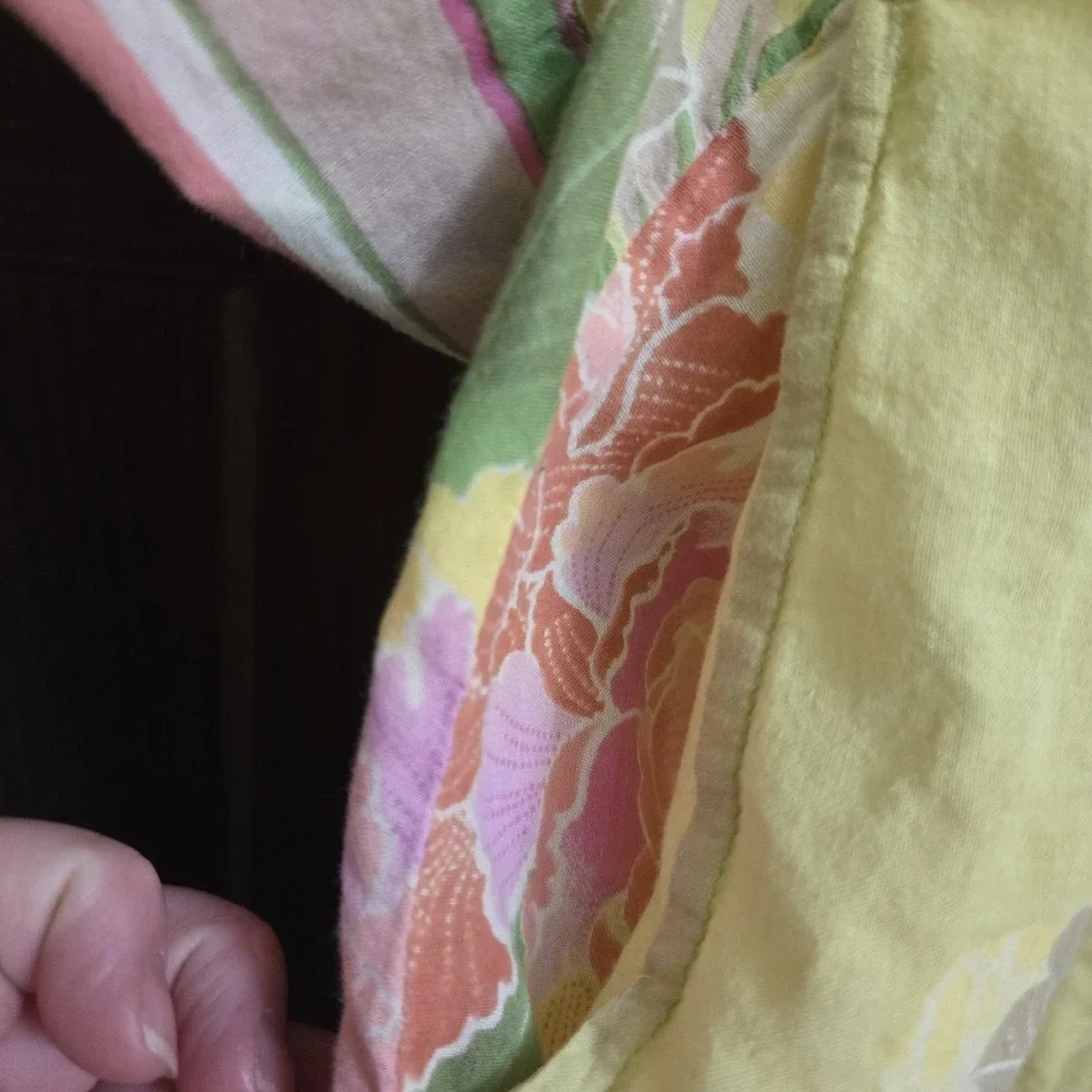 Sundance Floral Pintuck Pleated Button Up Tunic Top Boho Airy Artsy‎ Pockets L - Picture 10 of 16
